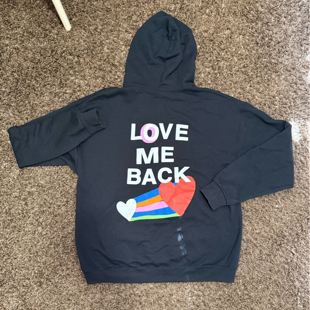 LANY Black Hoodie with Colorful Heart Design